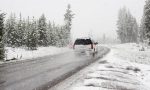 Provinciale 35 bloccata causa camion di traverso per la neve