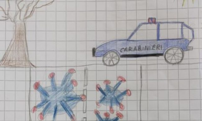 I disegni dei più piccoli fanno sentire meno soli i Carabinieri della “zona rossa” FOTO