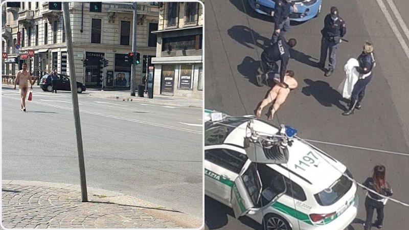 In barba ai divieti passeggia completamente nudo per strada VIDEO e FOTO