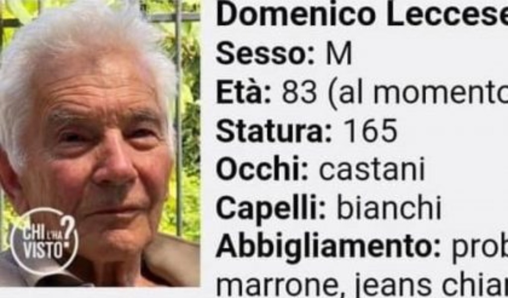 Scomparso da alcuni giorni, si cerca Domenico Leccese