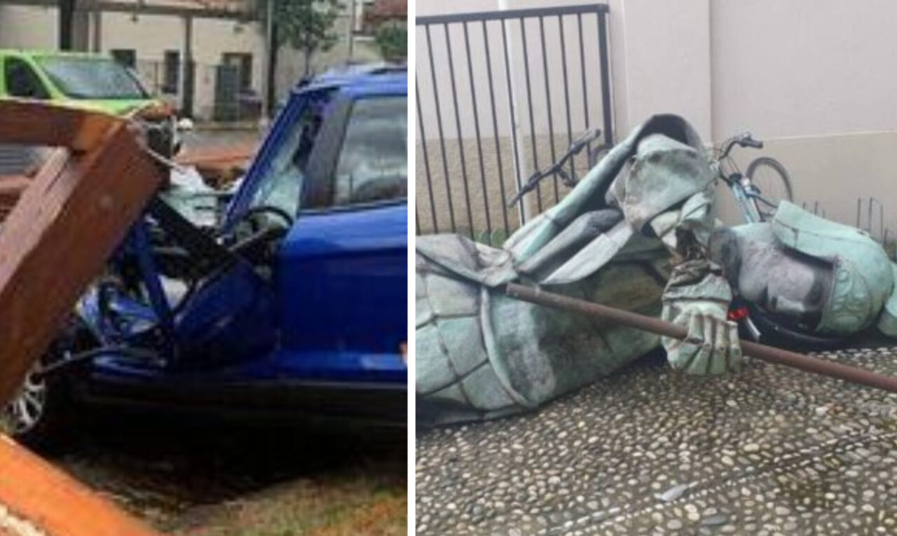 Tromba d’aria si abbatte sulla Bassa: tetto scoperchiato, una trave centra un’automobile
