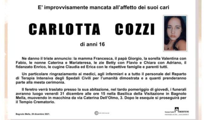 Carlotta muore improvvisamente a 16 anni: i suoi organi regaleranno nuova vita