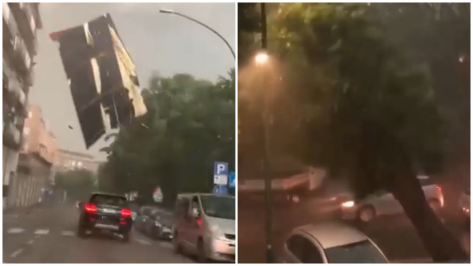 Tromba d’aria a Cremona: i terrificanti video delle auto schiacciate da una tettoia e da un albero