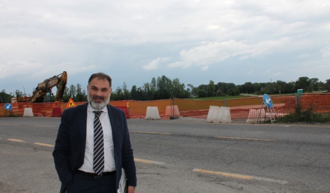 Genivolta, sopralluogo del Presidente Signoroni al cantiere per la nuova rotatoria