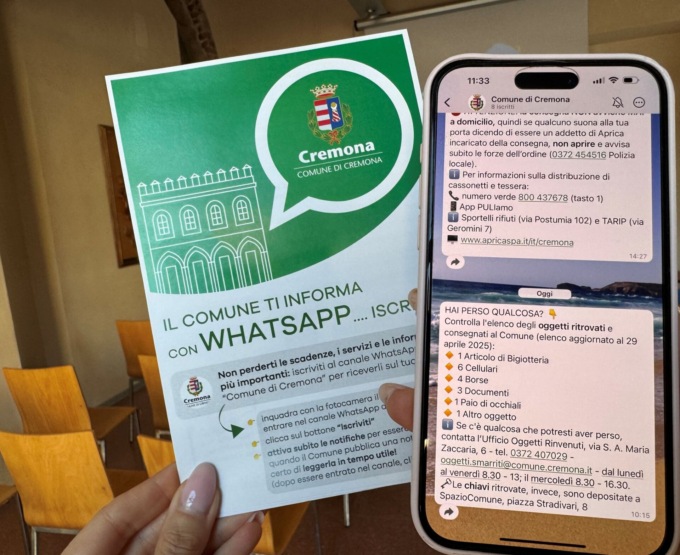 Cremona lancia il nuovo canale WhatsApp per la comunicazione diretta con i cittadini
