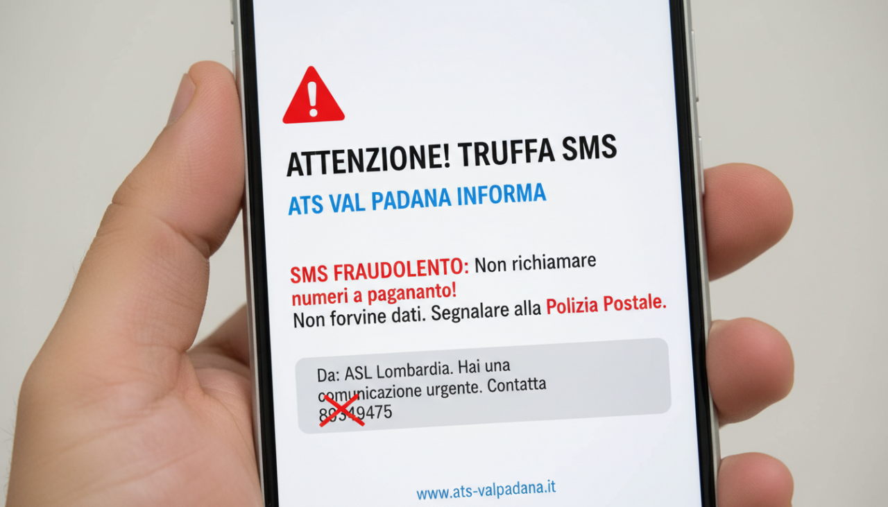 Attenzione alla truffa via SMS: falsi messaggi da “ASL” in circolazione nel territorio di ATS Val Padana
