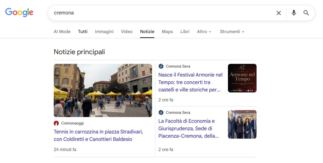 Novità: aggiungi Prima Cremona fra le tue “Fonti preferite” in Google